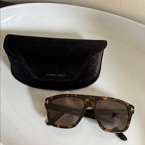 Tom Ford Tortoiseshell Square Sunglasses with Black Case